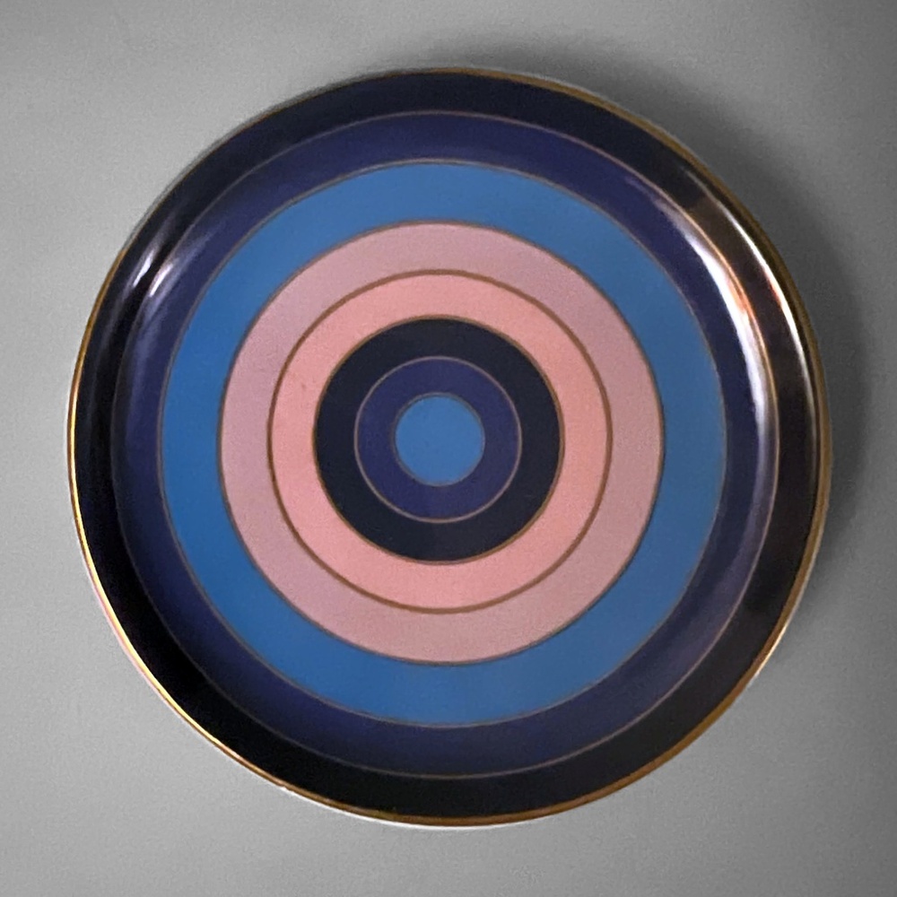 Peach & Blue "Bullseye" Trinket Dish